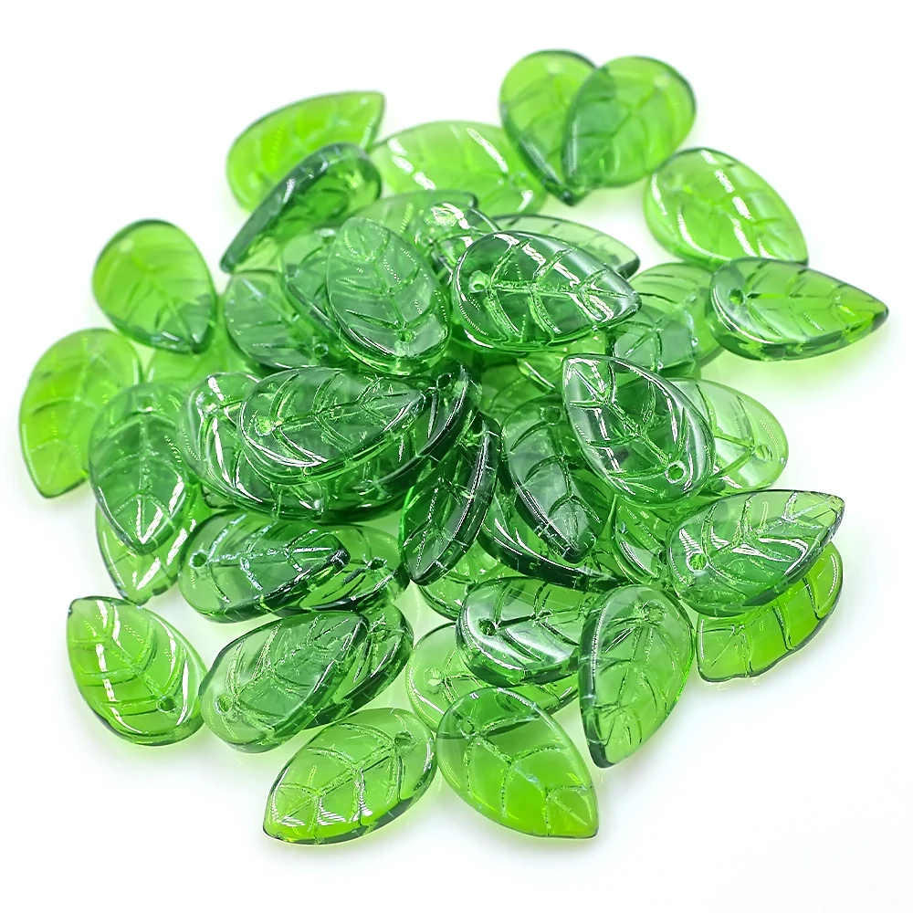 50 Stuks 10x18mm Glad Glas Blad Kralen Kristal Kralen Losse Kralen Voor Sieraden Maken Diy Armband ketting Oorbel Accessoires