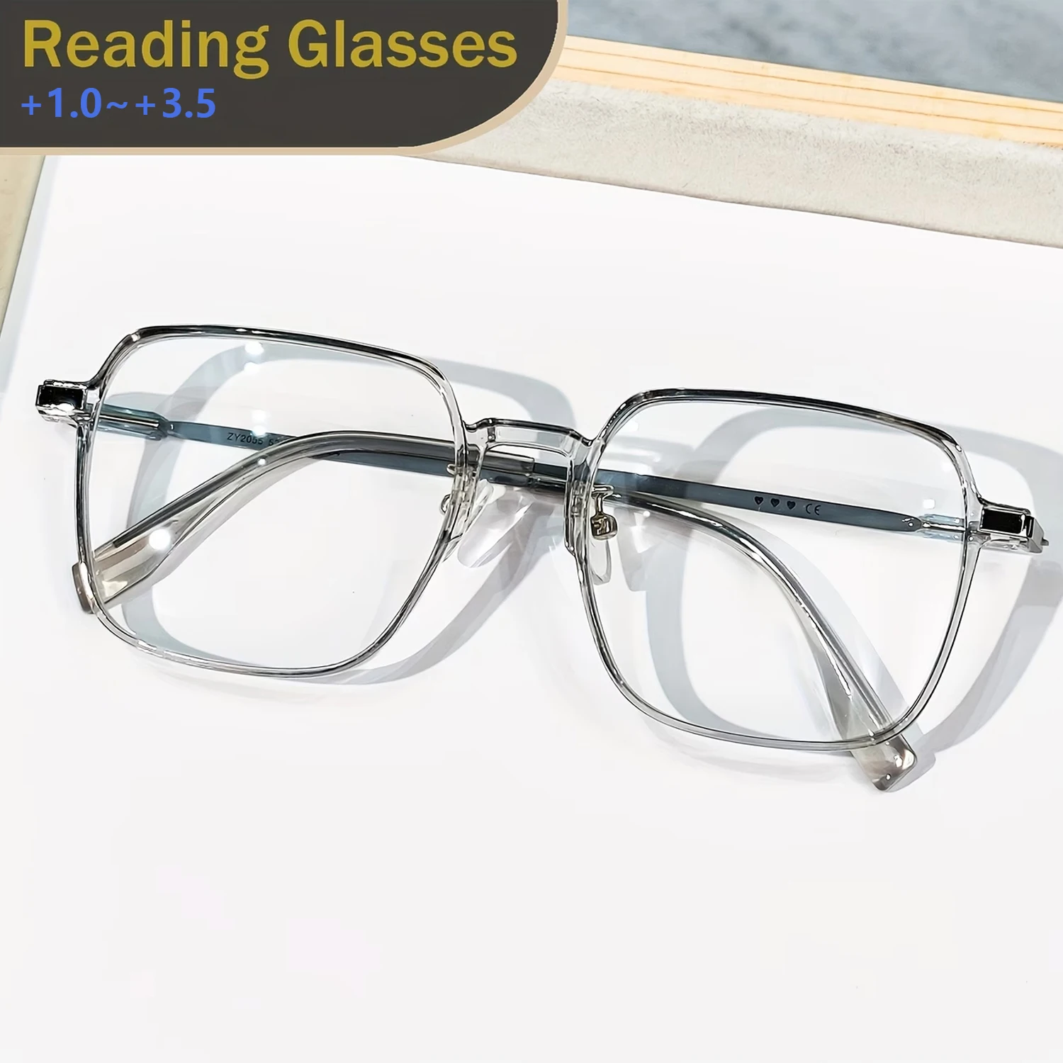 Quadratische Lesebrille für Damen, Blaulichtfilter, Trendige Leichtgewicht-Lesebrille mit Metallbügeln, Komfortable Sehhilfe – Detail 10