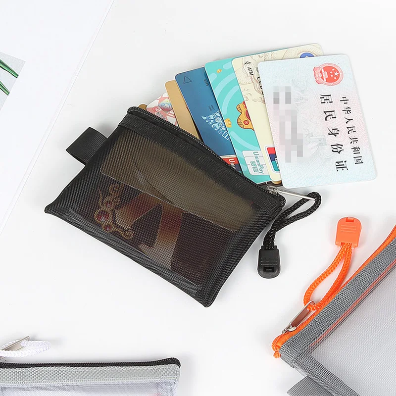 Mini Clear Nylon Mesh Zipper Coin Purse Cute Wallet Portable Credit Card ID Bag Lipstick Pouch Data Line Key Earphone Organizer