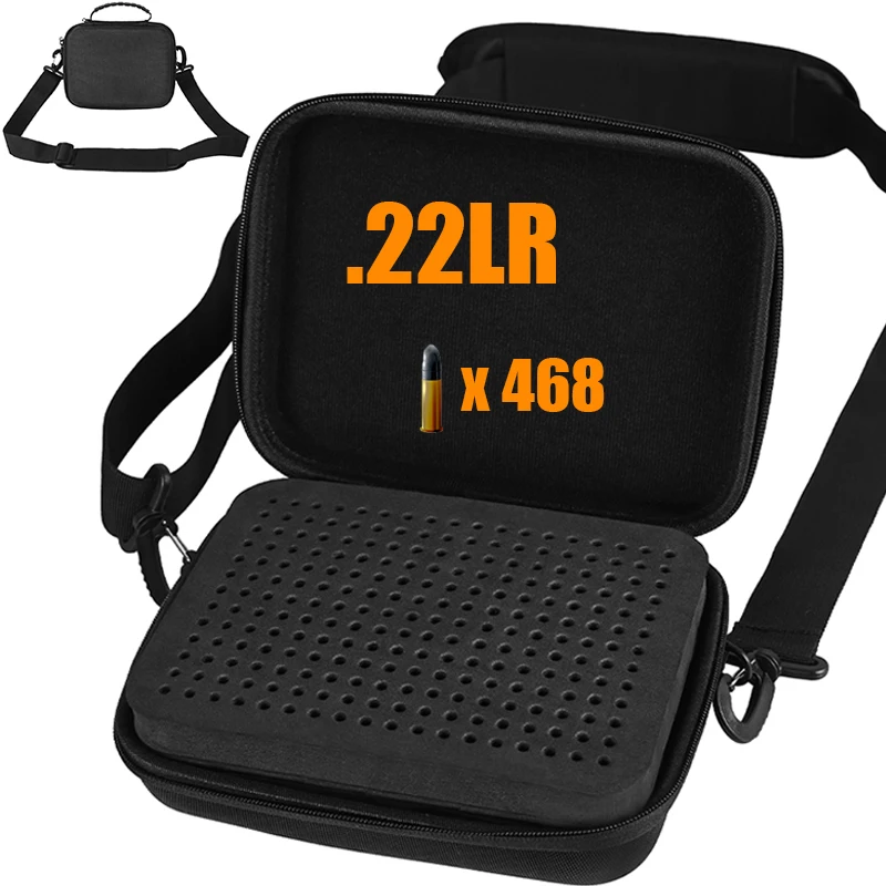 .22LR Ammo Box Bullet Case 468Rounds Large Capacity Double Layer Ammunition Holder Shoulder Bag Cartridge Carrier Pouch Shooting