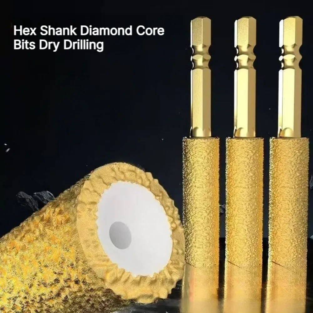 Hex Shank Diamond Core Bits Dry Drilling for Ceramic Tile Granite Marble Hole Saw Tile Cutting Tool Set Drilling Grinding Head