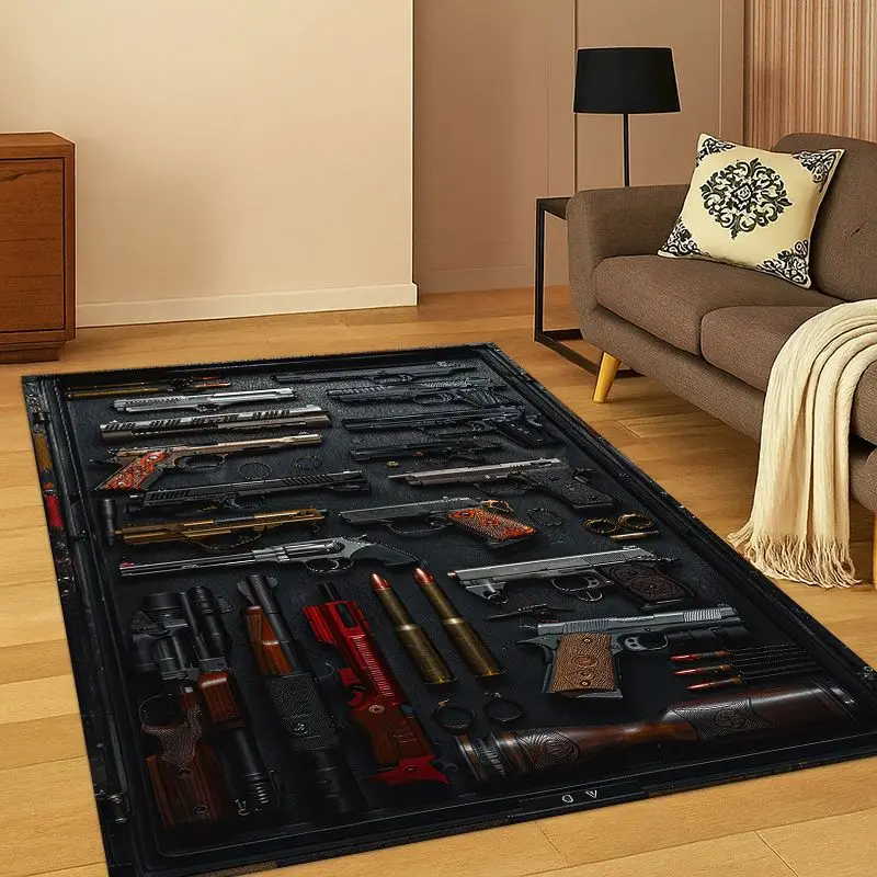 Gun Pistol Ammunition Bullet Cartridge Carpet Rug for Bedroom Living Room Sofa Playroom Doormat Home Decor,Area Rug Non-slip