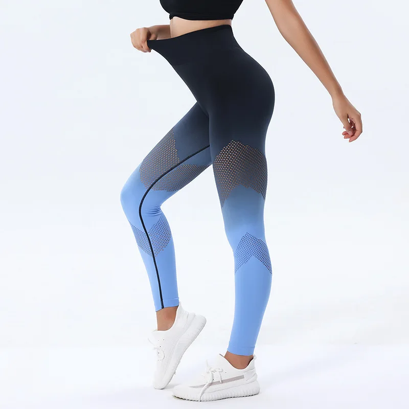 Women Sport Seamless Leggings Fitness Running Yoga Pants Gradient High Waist Push Up Leggings Gym Athletic Cycling Leggings