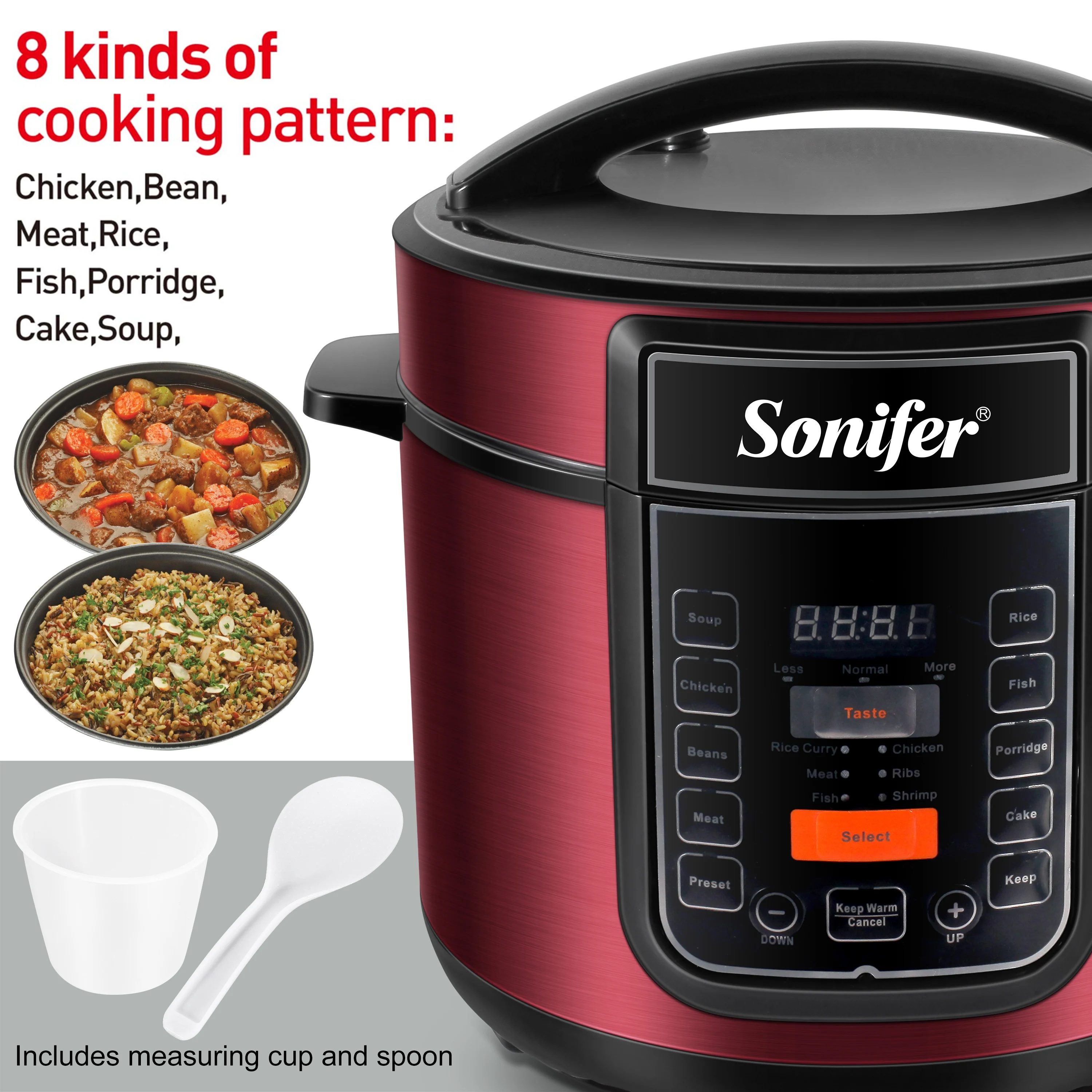 6L Electric Rice Cooker 1000W Multifunctional Cooker Non-stick Smart Household Steamed Rice Pot Make Porridge Soup Sonifer