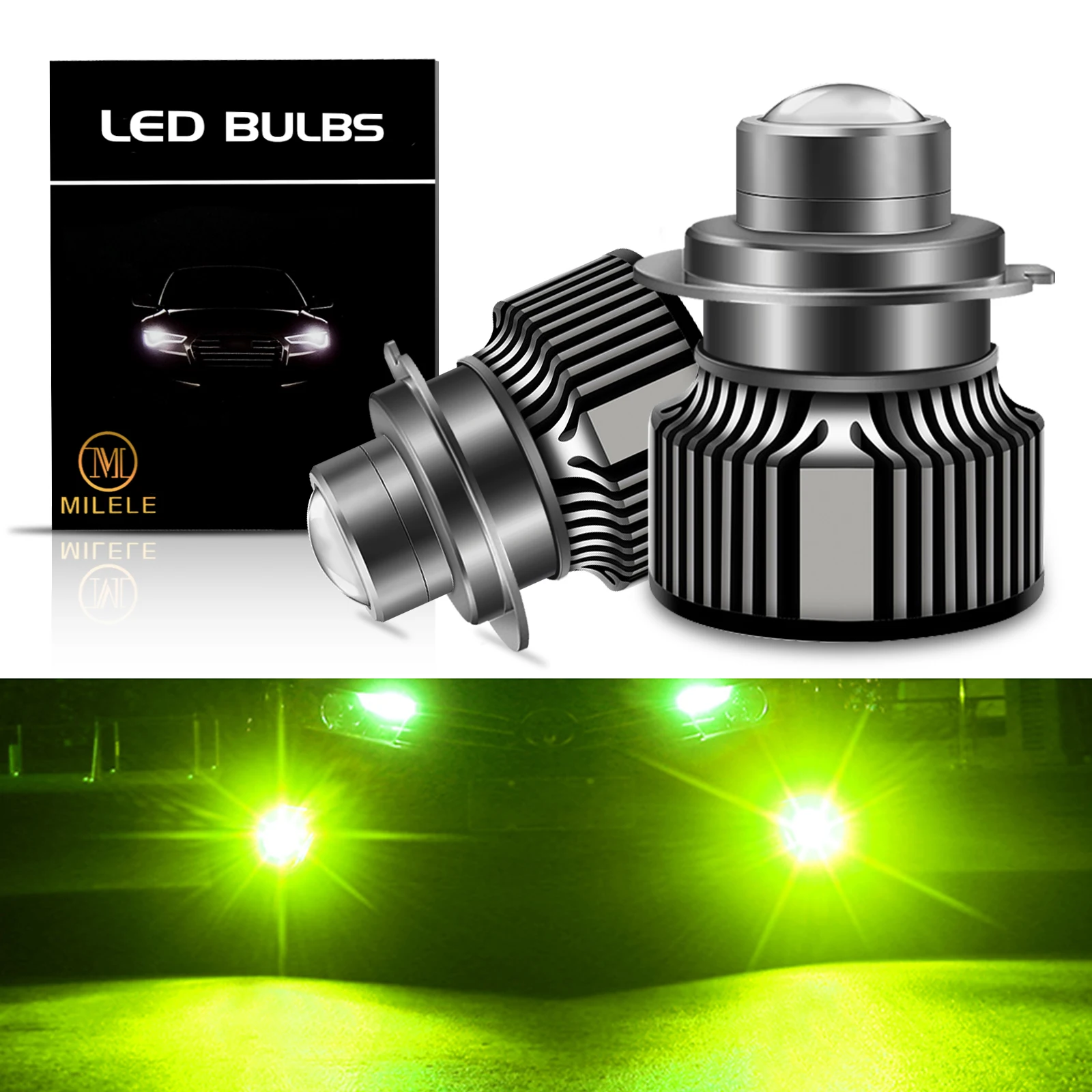 Lâmpada do farol LED para carro, lente T3, H7, H4, H11, H8, H9, 9005, HB3, 9006, HB4, CSP, 8000K, 6000K, 3000K, luz nevoeiro turbocompressor, 12V, 24V