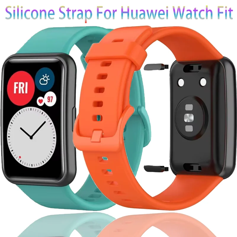 حزام سيليكون ناعم لساعة Huawei Watch Fit الأصلية سوار الساعة الذكية سوار معصم جديد متين لساعة Huawei Watch Fit Correa Accessories