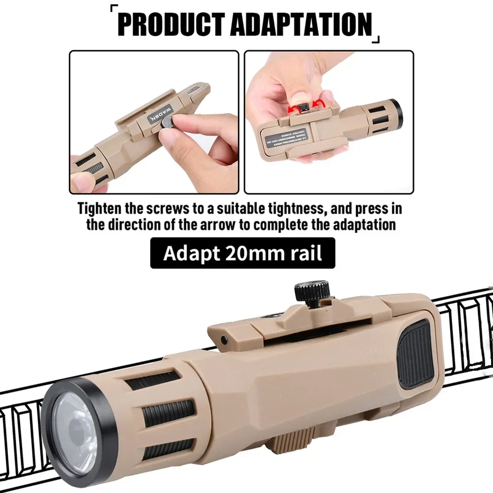 LED Flashlight Tactical Hanging Scout Light /Strong light burst/Adapted to 20-21MM guide rail Field lighting camping