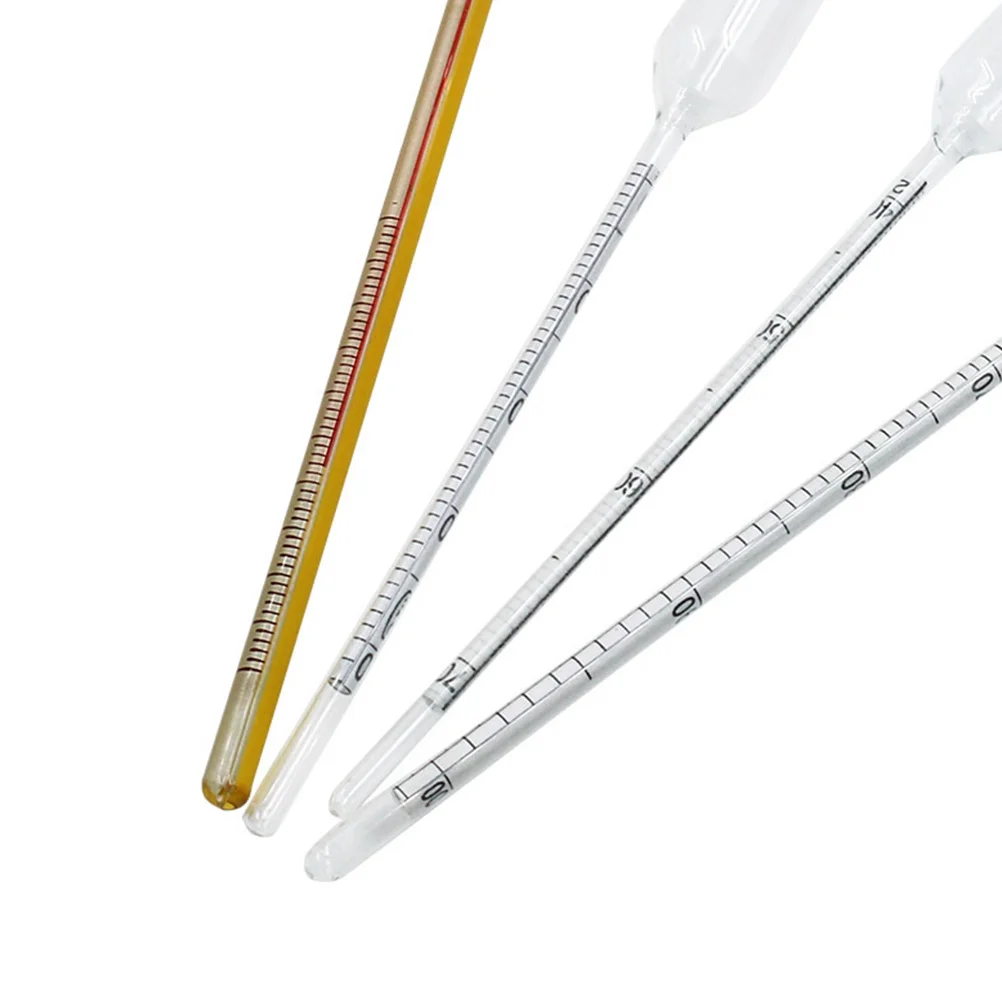 

4Pcs Alcohol Tester Set Glass Hydrometer Thermometer in Wooden Box Accurate Portable Alcohol Measurement Tool for Liquor