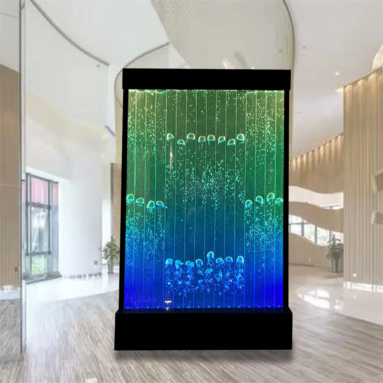 

Modern Banquet Partition Wall Indoor Water Feature Color Change LED Acrylic Wall Bubble Partition Wall