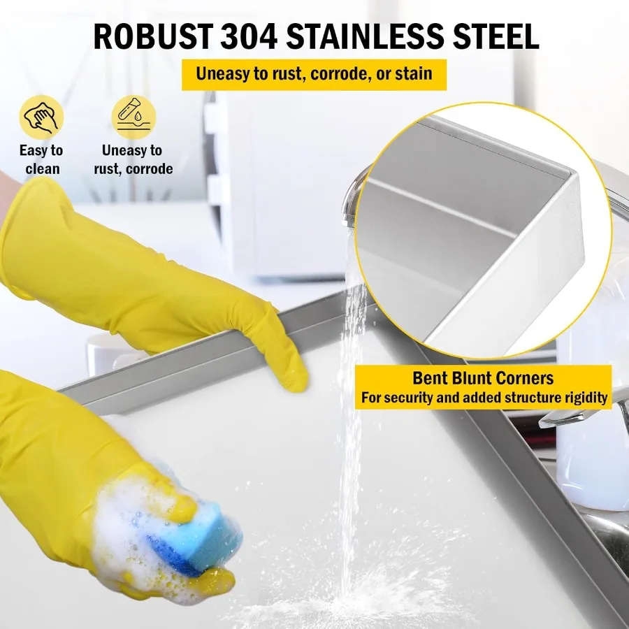 مقلاة غسالة من الفولاذ المقاوم للصدأ 304 شديدة التحمل لأجهزة 27 × 25 مع فتحة تصريف ومحول خرطوم تتضمن 4 قطع مضادة للارتفاع