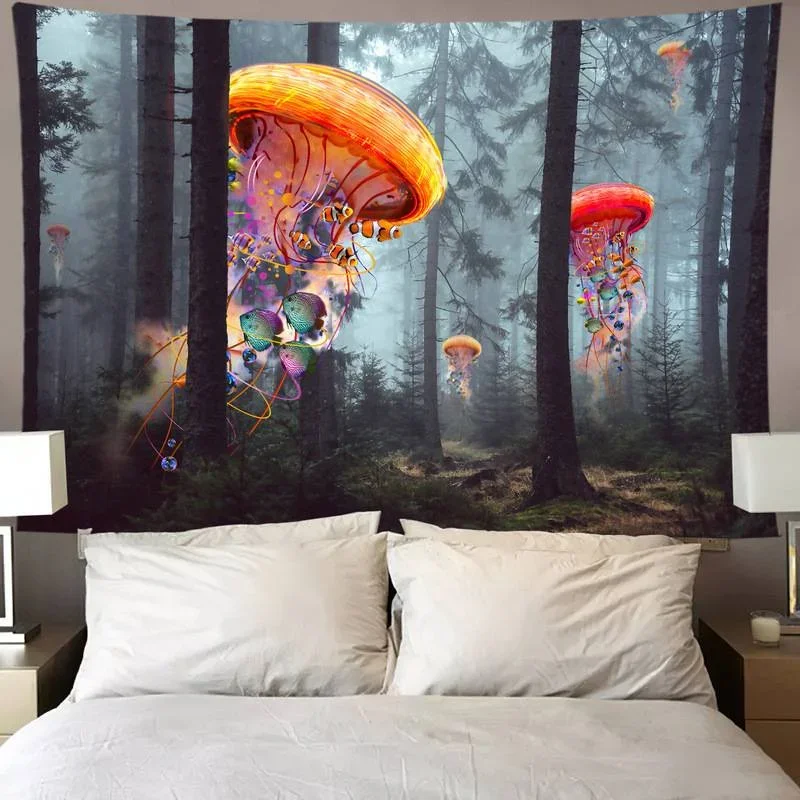 

Tapestry Home Decor Jellyfish Hanging Psychedelic Bedside Background Cloth Decoration Tapestry Room Home Decor