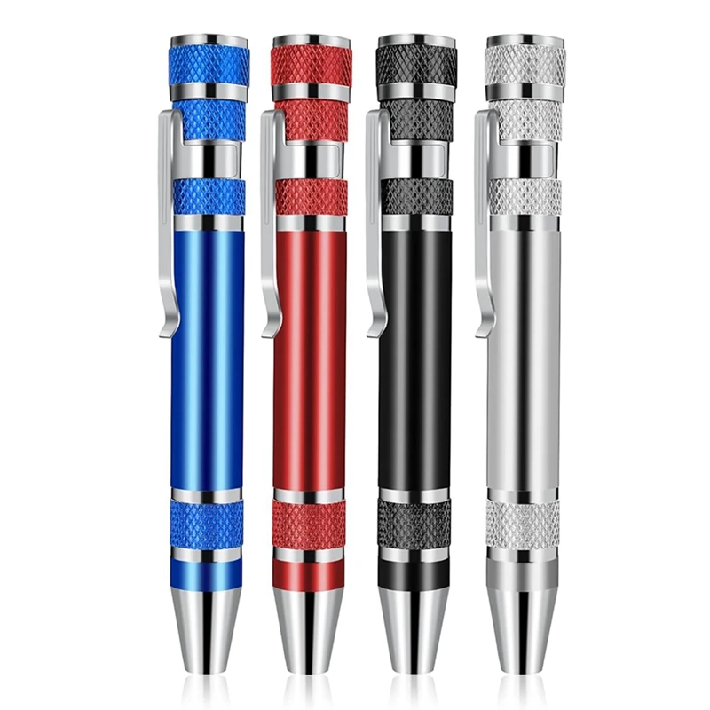 ABJI-4 Pcs Multitool Pen Screwdriver, Four Colors Compact Mini Screwdriver Handy Magnetic Screwdriver Set