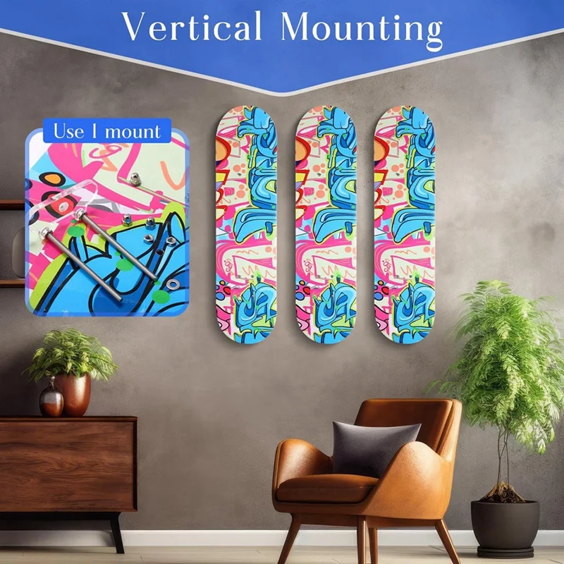 4Pcs Acrylic Skateboard Wall Mount,Skateboard Wall Rack,Skateboard Hanger,Display Skis Snowboards Scooters Longboards