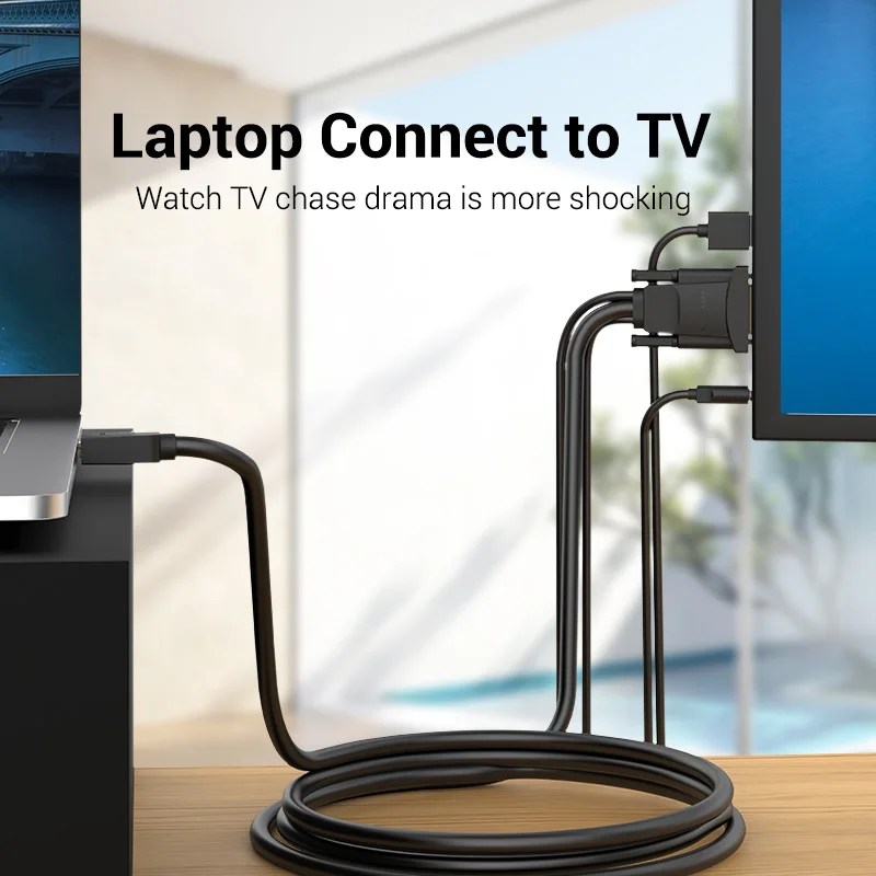 Vention HDMI to VGA Cable 2M 3M HDMI Male to VGA Male Cable Audio Video Converter 1080P for PC TV Box Projector VGA to HDMI Cord