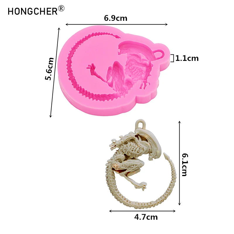 Alien Alien Keychain Bag Pendant Silicone Mould Epoxy Resin Necklace Plaster Aromatherapy Decoration Silicone Drip Moulds