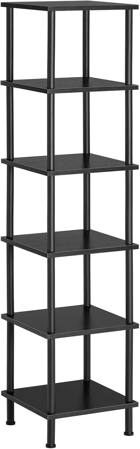 

6-Tier Corner Shelf, Tall Storage Rack for Plants, Books, and Decor in Living Room or Office, Black