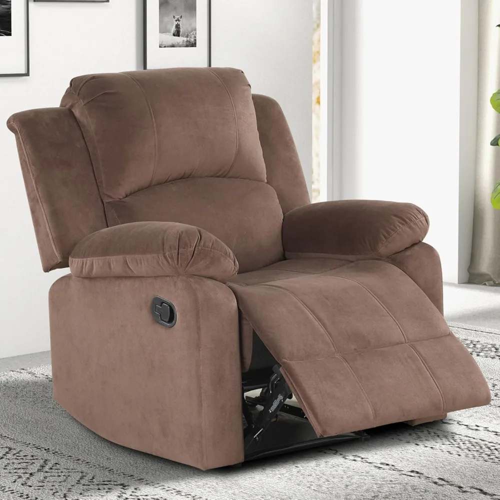 

Classic Manual Recliner Chair with Soft Padded Headrest and Armrest, Overstuffed Recliner Single Sofa Chair for Living Room