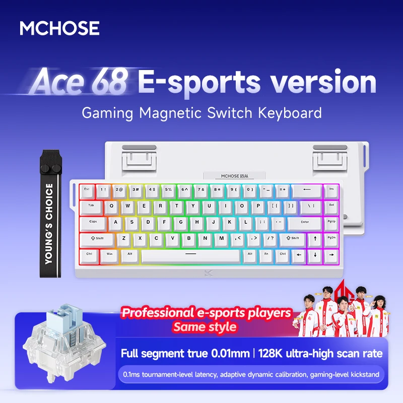 

Mchose Ace 68 Ace60 Pro Ace68 Игровой магнитный переключатель Механическая клавиатура 8K Скорость заката 128K Скорость сканирования RT 0,01 мм Клавиатура