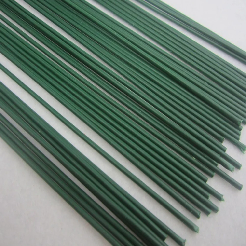 

200 pcs 30Cm Artificial Flower Stem Fake Plant Stake For Diy Wedding Bouquet Craft Iron Wire Green Plastic Coated Flexible