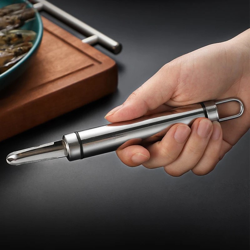 قاطع خطوط الجمبري من الفولاذ المقاوم للصدأ أداة تقشير الجمبري والأسماك أدوات خفيفة الوزن لتقشير السرطان والجمبري أدوات مطبخ - 6