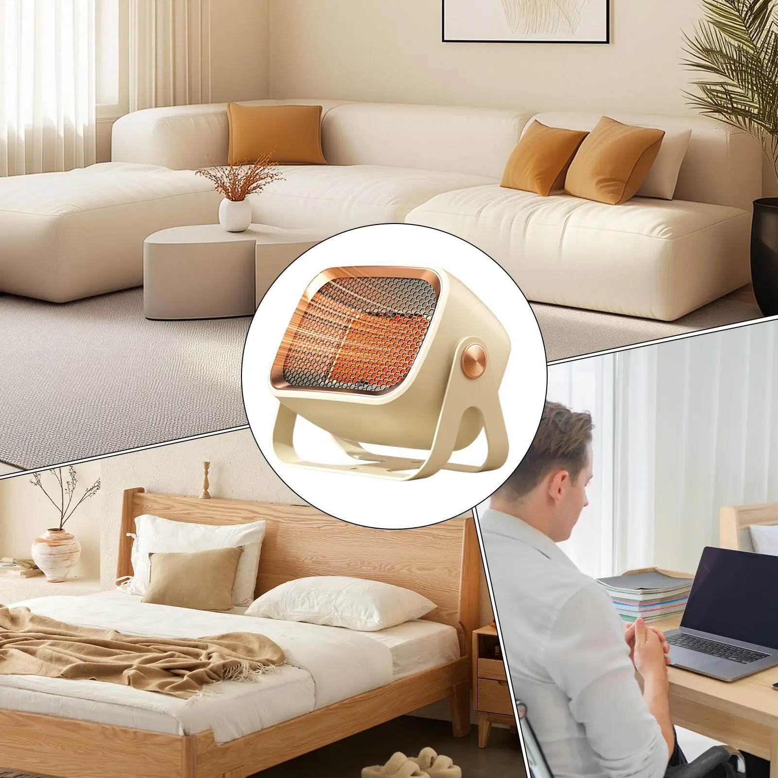 

Small Space Heater 1200W Ceramic with Tip-Over Overheat Protection Small Space Heater for Office Desktop for Home Bedroom Living