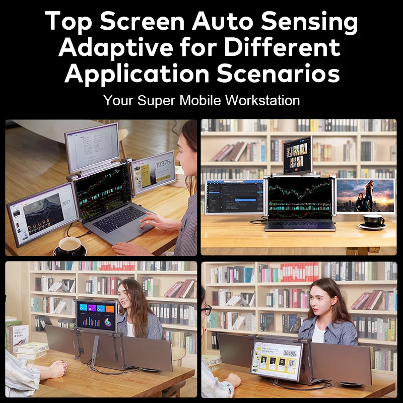 2025 Products  Triple Laptop Screen Extender Lcd Display Portable Monitor Compatible With Mac