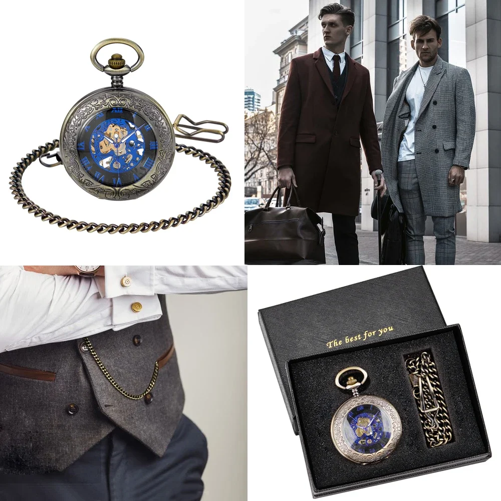 High Quality Luxury Mechanical Pocket Watch For Men Hand-winding Accessory Sweater Chain Pendant Clock Gifts