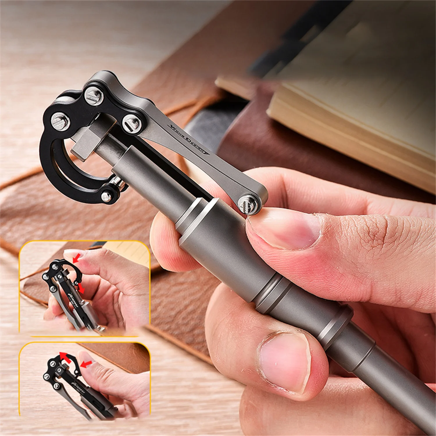 Titanium Mechanical Push Pen with Lock Signature Pen Multifunctional EDC Decompression Pen Desktop Decoration Business Gifts