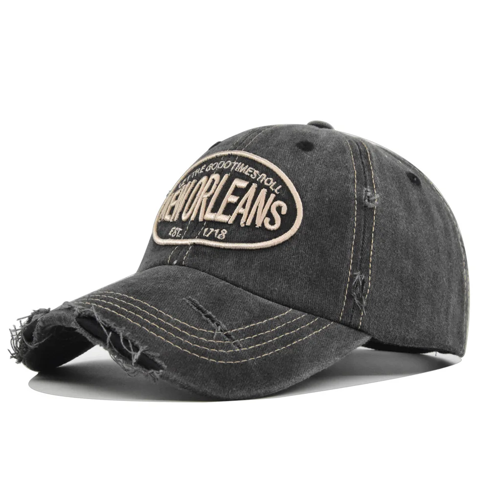 2025 Unisex Washed Cotton Baseball Cap New Orleans Embroidered Vintage Snapback Hat Men Women Streetwear Outdoor Sports Hats