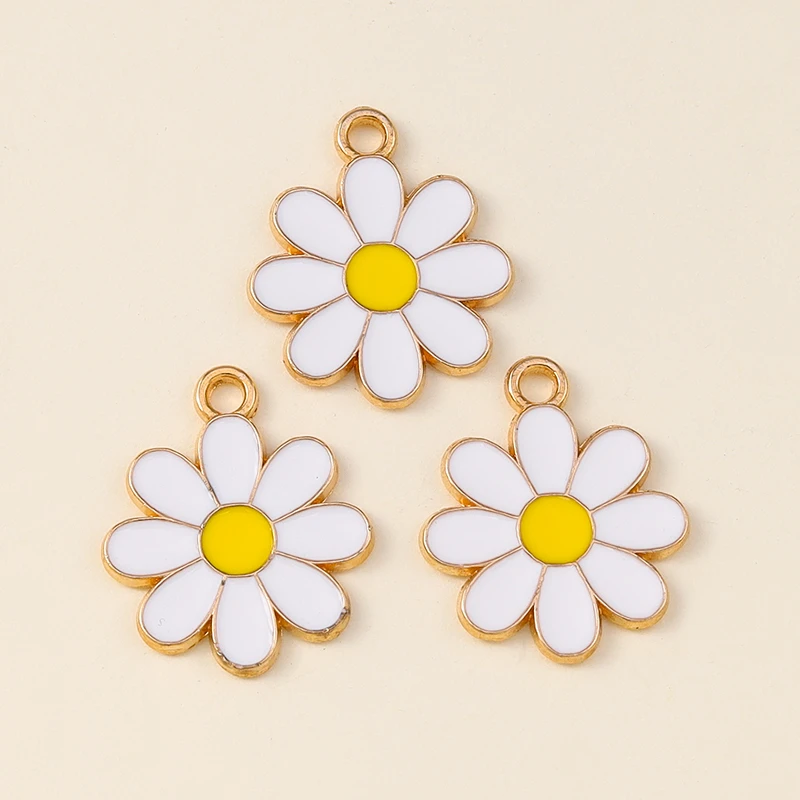 20 Stück gemischte niedliche weiße Emaille-Blumenanhänger für die Schmuckherstellung, DIY-Ohrringe, Halsketten, Armbänder, Zubehör – Detail 28