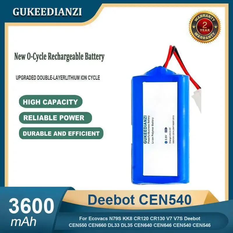 

3600mAh Deebot CEN540 Robotic Vacuum Cleaner Battery For Ecovacs N79S KK8 CR120 CR130 V7 V7S Deebot CEN550 CEN660 DL33