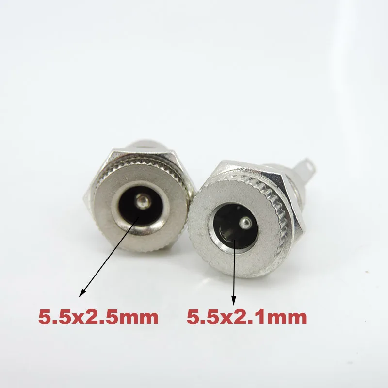 DC099 5.5 mm x 2.1mm DC Power Jack Socket Female Panel Mount Connector Metal DC-099 Open Hole 11MM 5.5*2.1 5.5*2.5