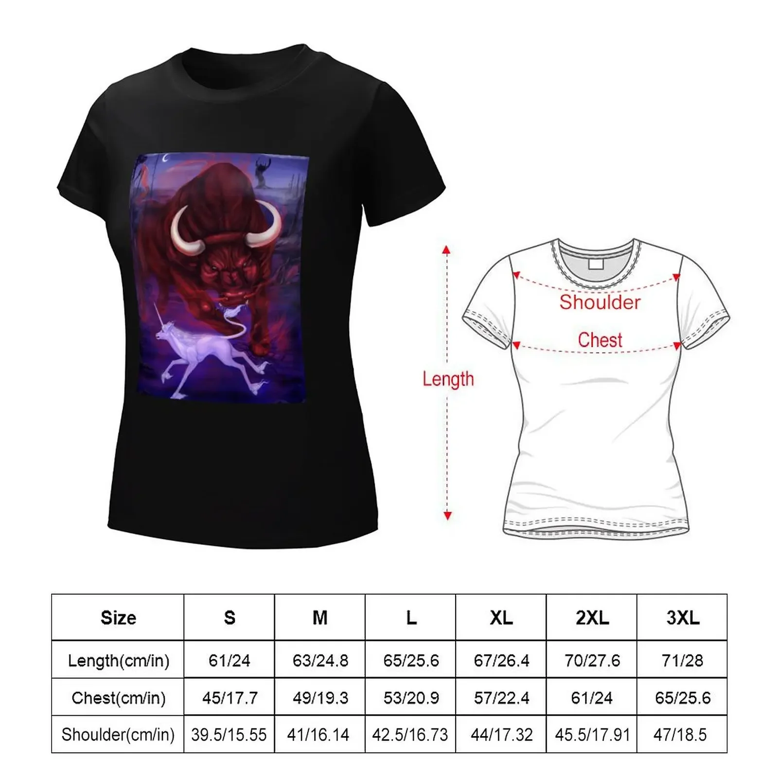 The Unicorn and the Bull T-shirt tees lady clothes oversized Woman T-shirts