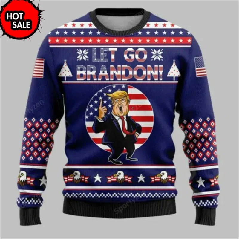 Hot Sale Donald Trump Christmas Ugly Sweater Men Women Crewneck Pullover Top 3d Funny Printed Pattern Xmas Fashion Sweaters