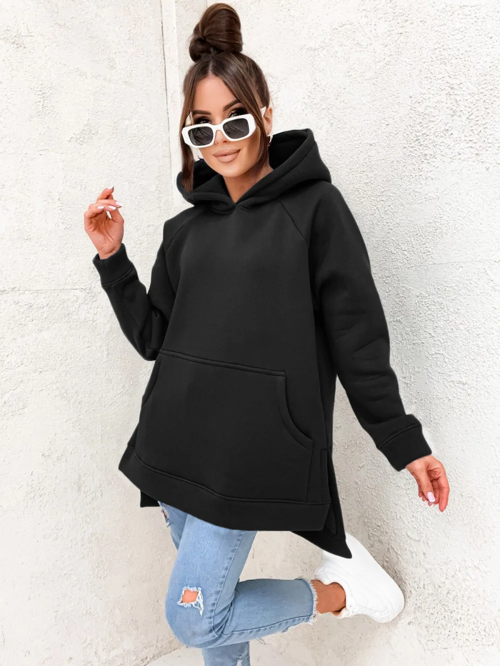 Winter Pullover Sweater Women Tops Boho Cap Casual Pocket Long Sleeve Pull Female Solid Hooded Sweaters Pullovers