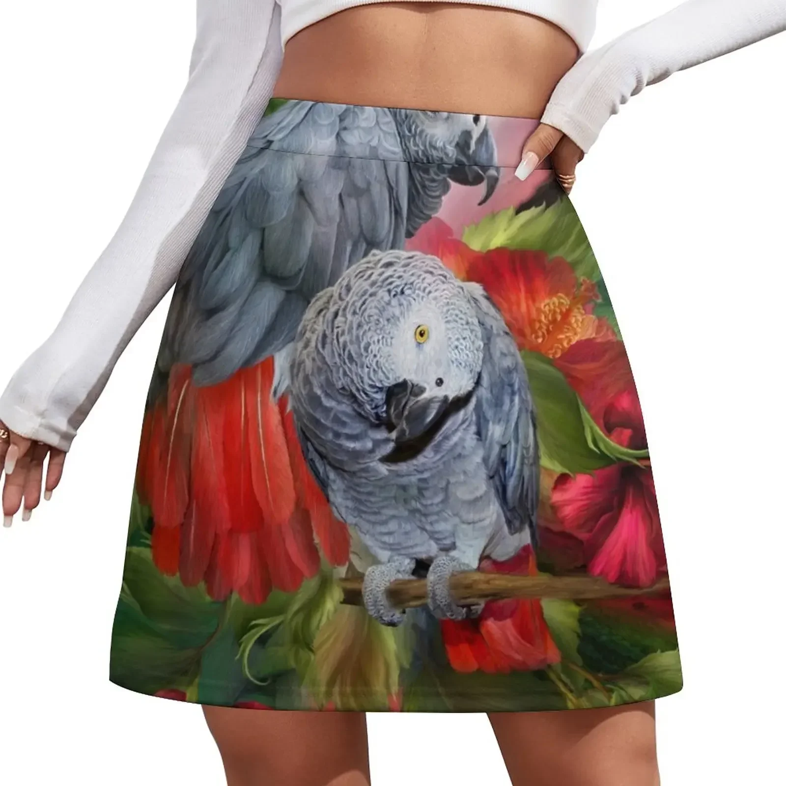 

Tropic Spirits - African Greys Mini Skirt Woman skirts kawaii skirt Korean clothing