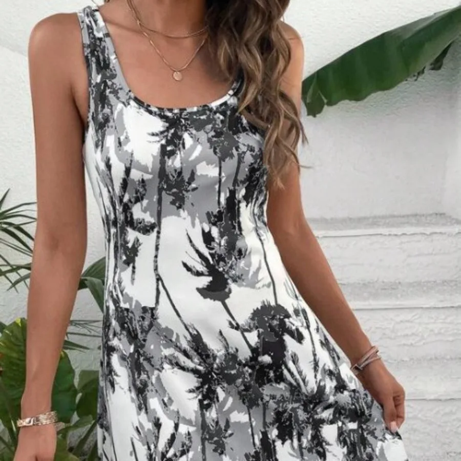 

【New style】Clearance - European and American temperament casual elegant spring and summer Bohemian 3D printed sleeveless dress