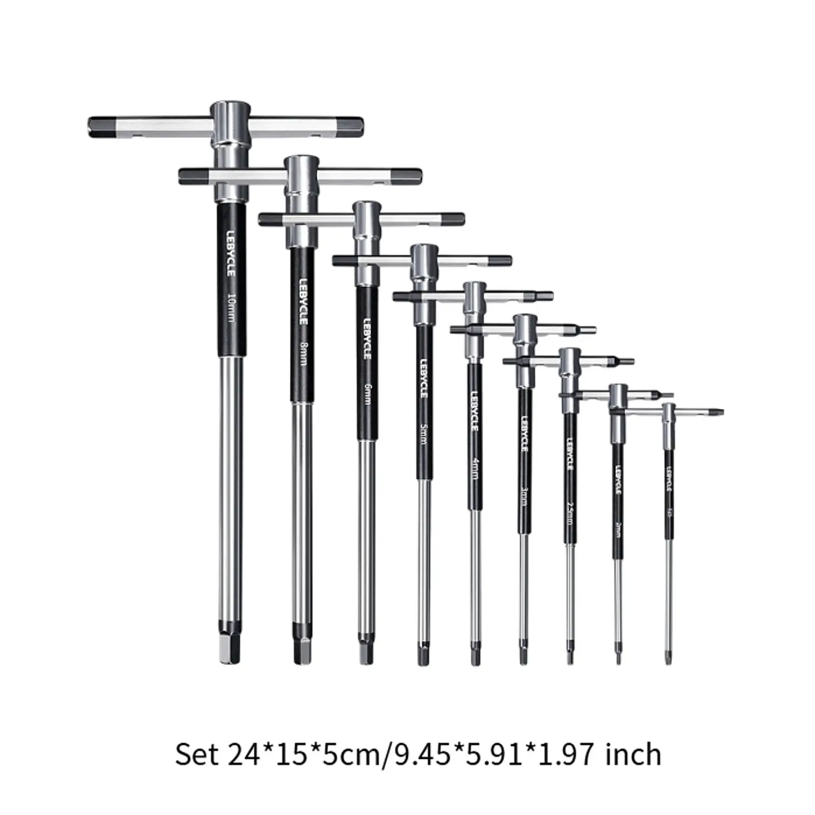 2-8mm+T25 w Rotating SleeveSliding T-Handle Hex Key Set, Quick Spin Auto Tools for Car/Bike Repair, Portable Allen Wrench Kit