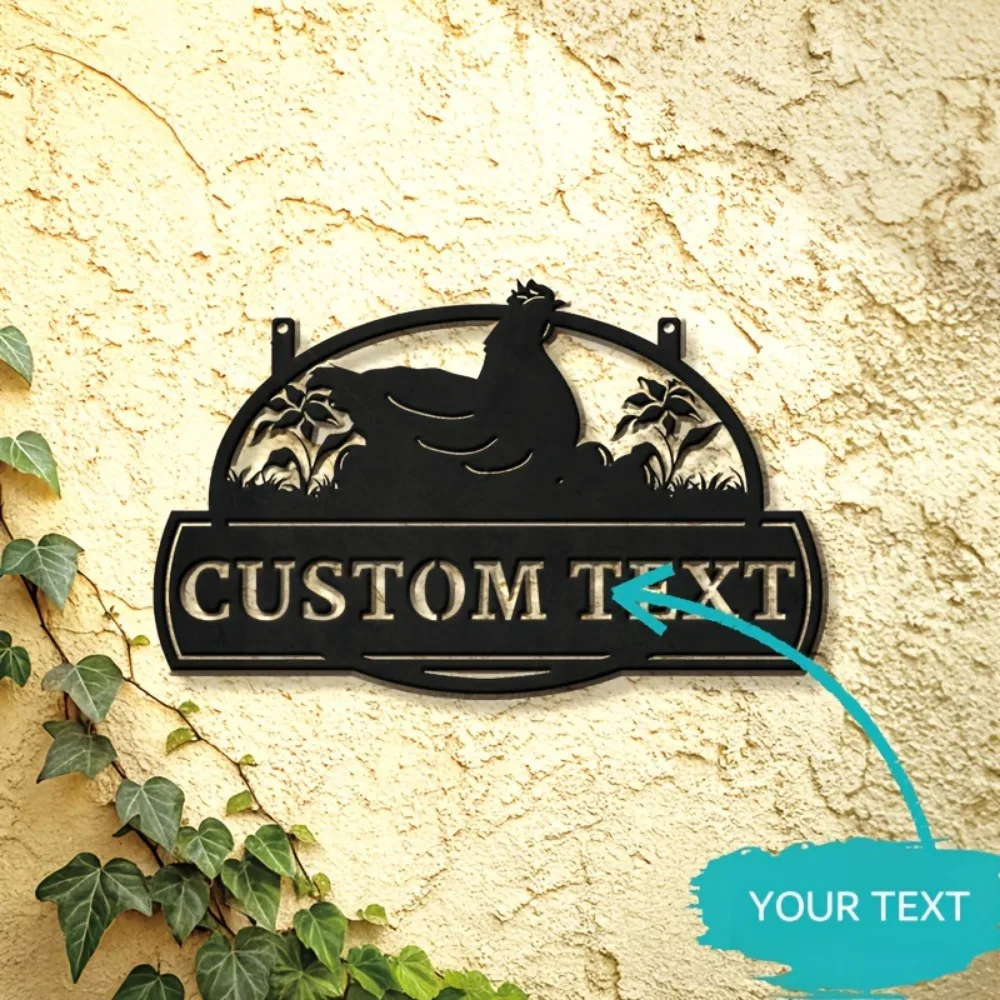 

Изготовленный на заказ металлический знак курятника, деревенский фермерский дом, настенное искусство, персонализированный текст, прочный уличный знак «Петух», любитель животных