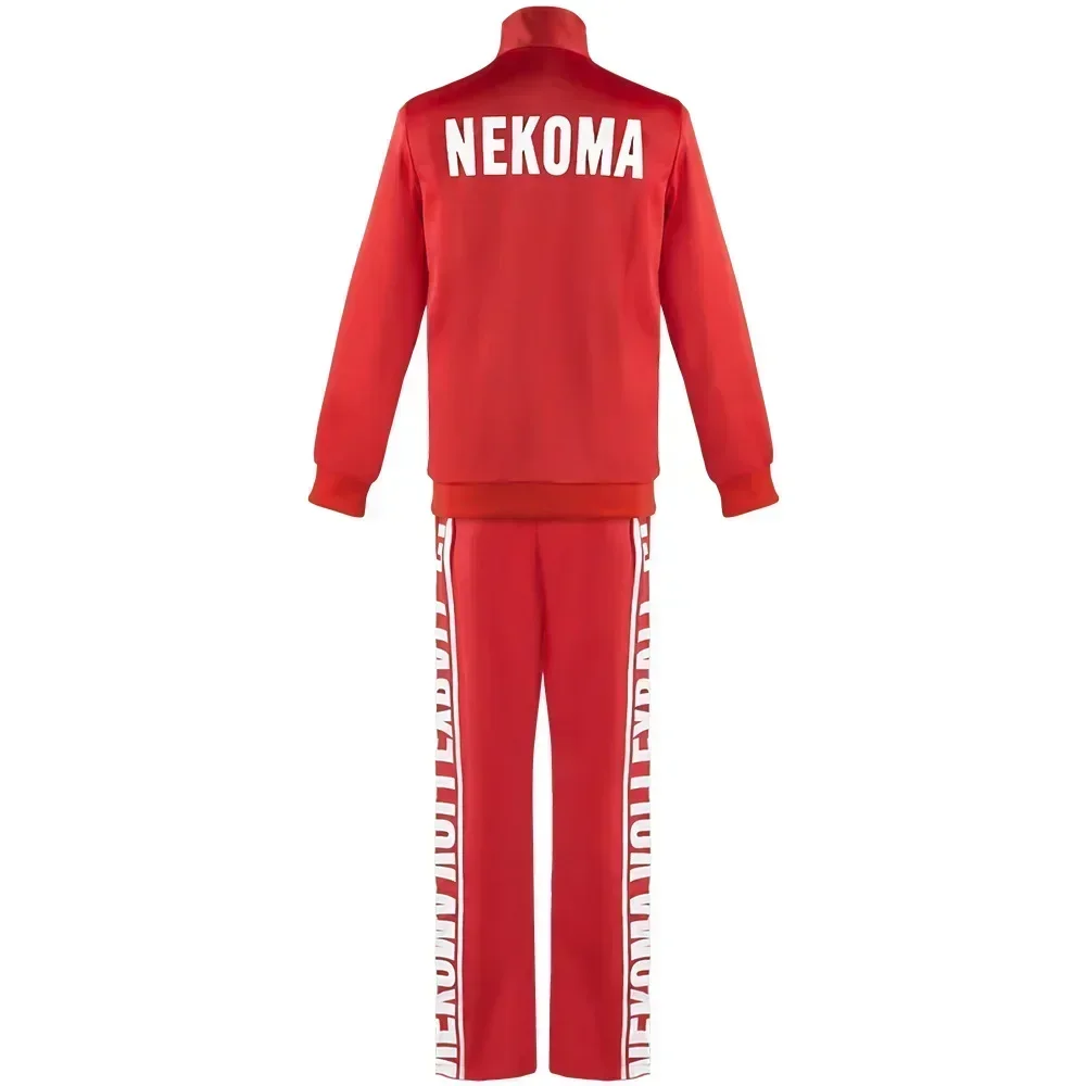 زي Haikyuu Nekoma Hoge التأثيري Yaoi الزي Tetsurou Kuroo Kozume Kenma مجموعة أزياء الكرة الطائرة Jas + Broek Rood Sportkleding #4