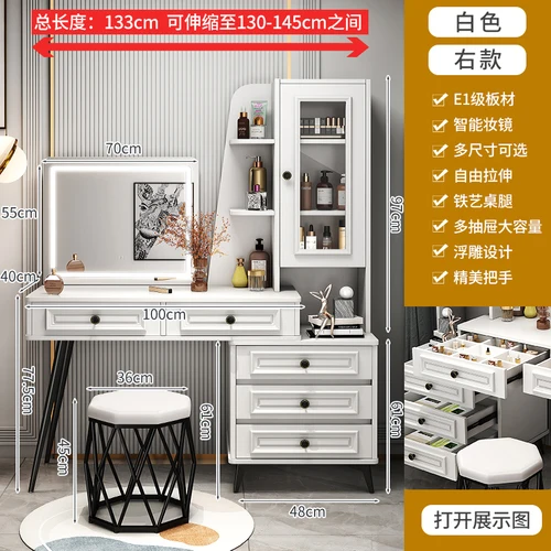 Multifunctional Dressing Table Cabinet Led White Bedroom Dressing Table Mirror Chair Storage Coiffeuses De Chambre Decoration