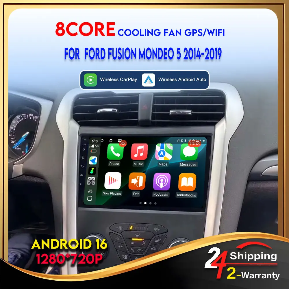 2Din Android Radio Android 16 Player für Ford Fusion Mondeo 5 2014-2019 Multimedia Carplay Video Stereo 8Core 4G GPS Head Unit