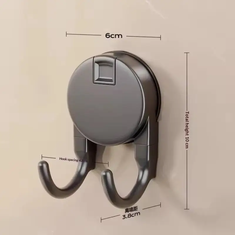 Suction Cup Hook No Drilling Required Dual Hooks Strong Load Bearing Bathroom Kitchen Door Back Clothes Hook