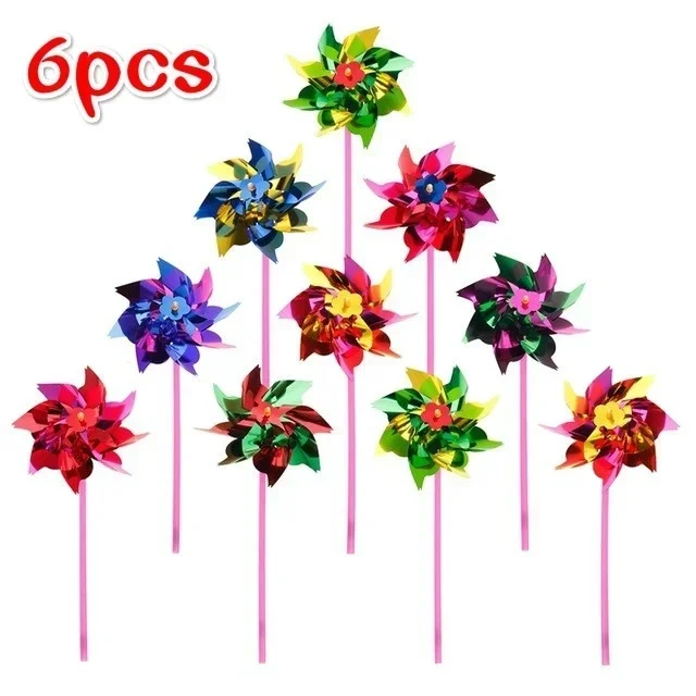 6 uds molino de viento de plástico molinete Spinner de viento juguete para niños jardín césped decoración de fiesta juguete para regalo para niños niñas molinos de viento de jardín