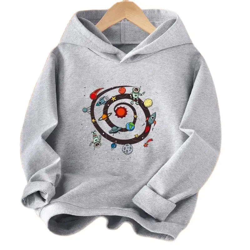 Traveling Around The Universe Boys Hoodie Outdoor Clothes Fashion Astronaut  All-Match Hoodies Casual Harajuku Tops