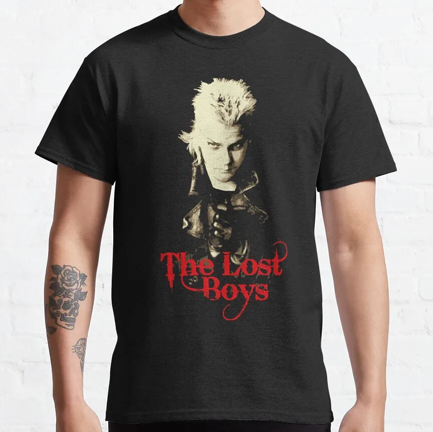 

Horror Movie the lost boys David Vampire graphic t shirts for men Retro scary Santa Carla Halloween printed tee large size tops