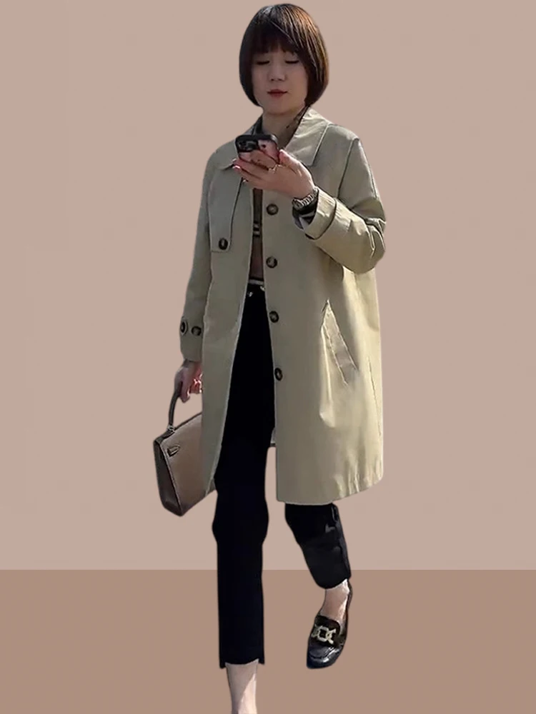 2026 Spring Autumn Casual Style Women's Long Coat Loose Fit Slimming Short plus Size Korean Version Windbreaker Jacket