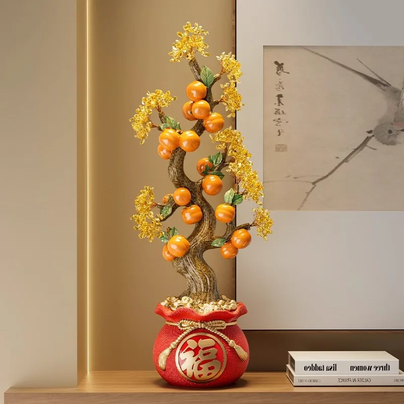 Persimmon persimmon ruyi fortune tree entrance decoration ornaments living room large-scale landing opening new house housewarmi