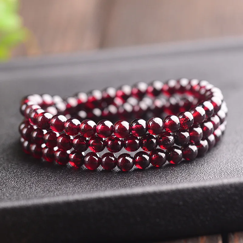 Natural Garnet Beaded Bracelet Wine Orange Purple Red Crystal Women Daily Party Jewelry