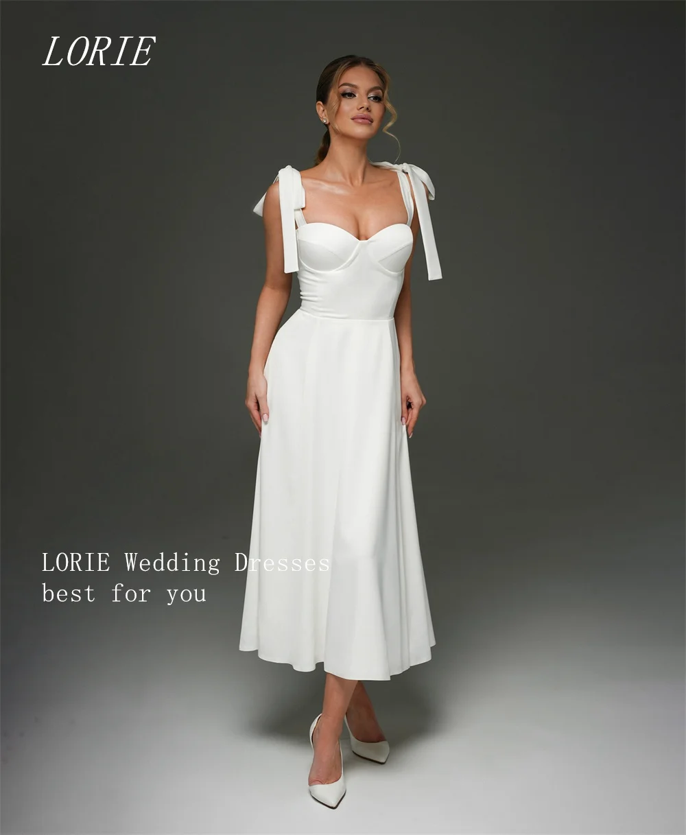LORIE Luxury Bow A Line Civil Wedding Dress Spaghetti Strap Bridal Dresses Minimalist Daily Wedding Gown Customized 2026